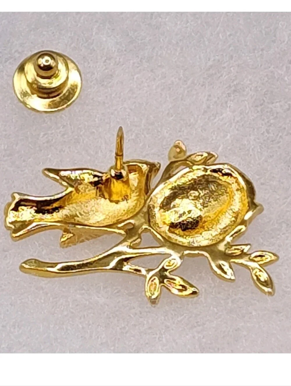 Vintage 2 Bird House Brooches 1 Bird Nest Lapel Hat Pin Birds & Bloom 90s TC